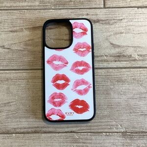 iPhone 14 Pro Max Red and Pink Lip Print Phone Case